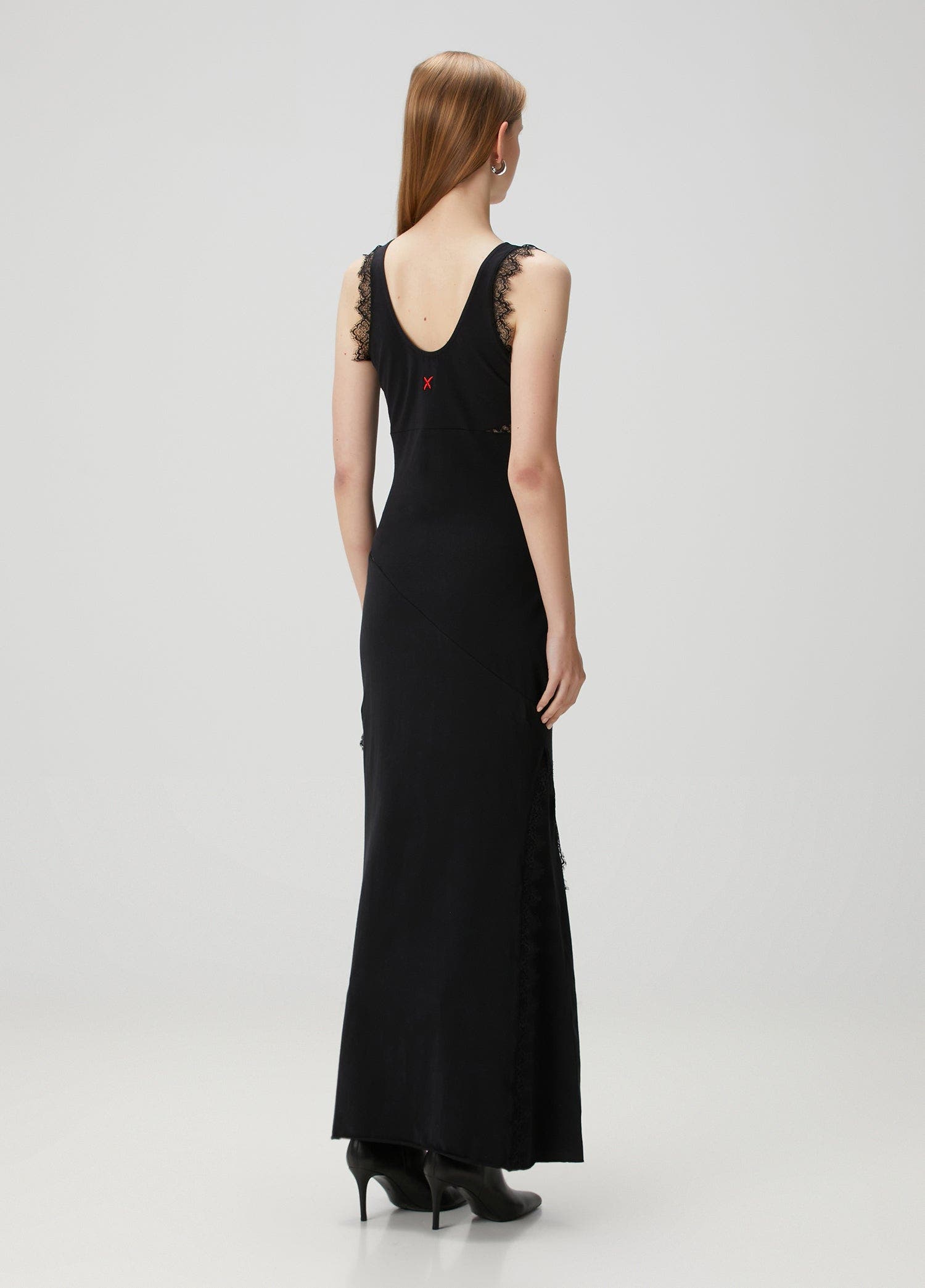 Cotton Long Fitted Black Dress With Straps - image 2