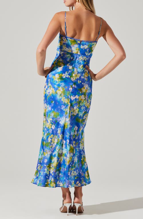 Astr The Label Florianne Floral Print Bustier Sleeveless Maxi Dress In Blue Yellow Abstract