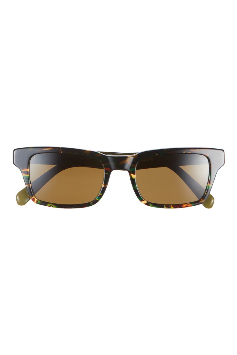 Fare N Square 50mm Polarized Square Sunglasses, Main, color, GREEN TORTOISE