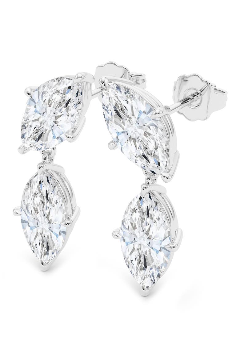 Lab Grown Diamond Twin Marquise Cut Drop Earrings, Alternate, color, 18K WHITE GOLD