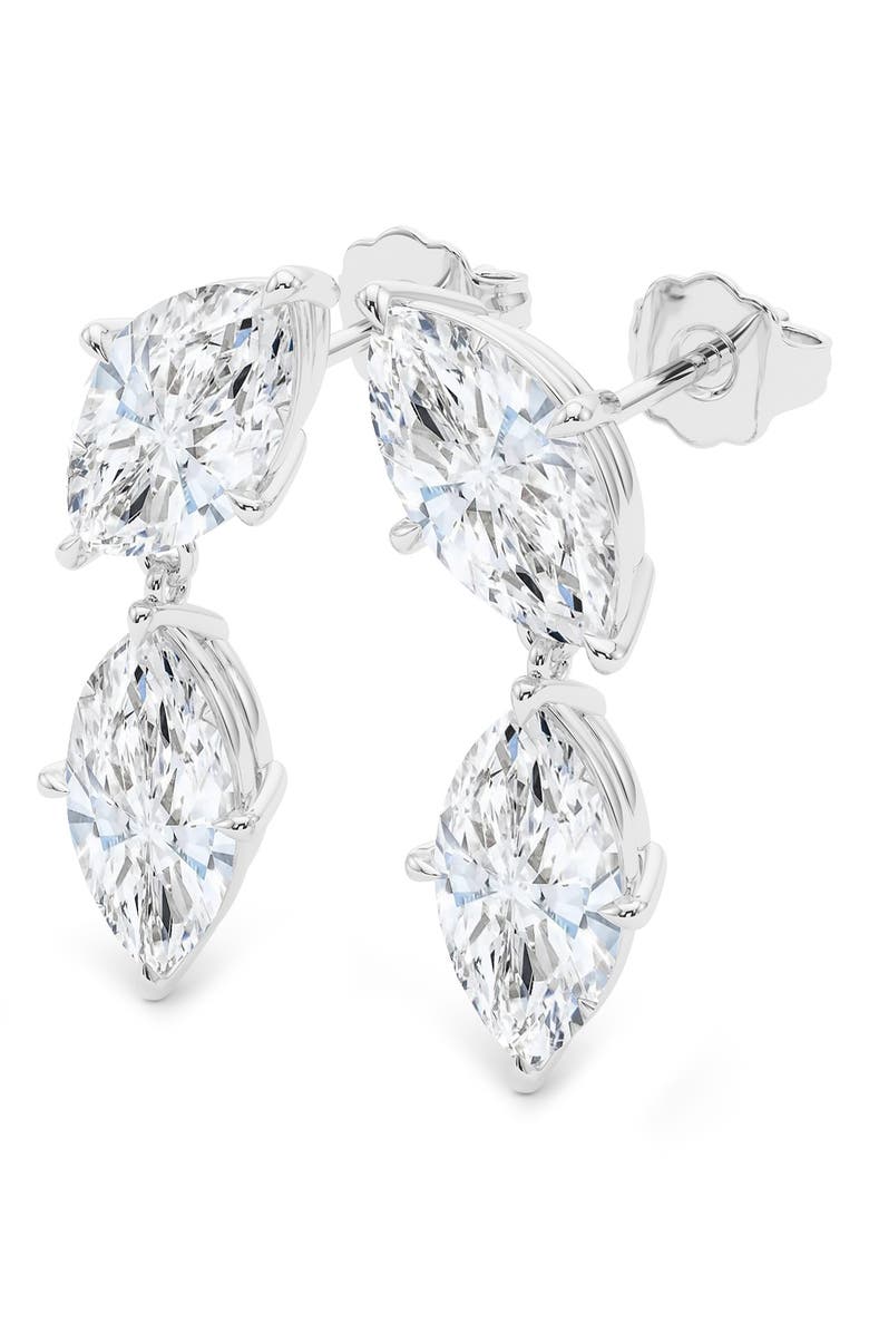 HauteCarat Lab Grown Diamond Twin Marquise Cut Drop Earrings, Alternate, color, 18K White Gold