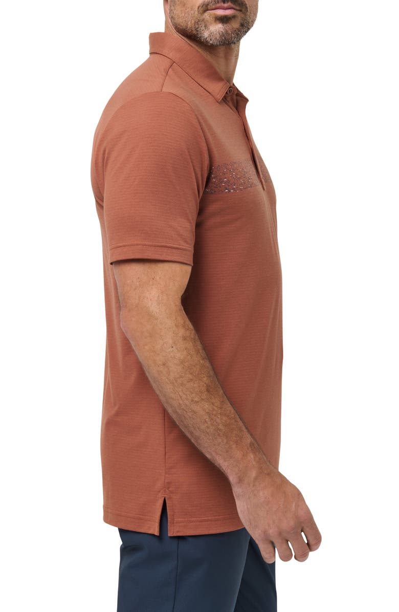 TravisMathew The Heater Chest Stripe Performance Golf Polo, Alternate, color, Maple