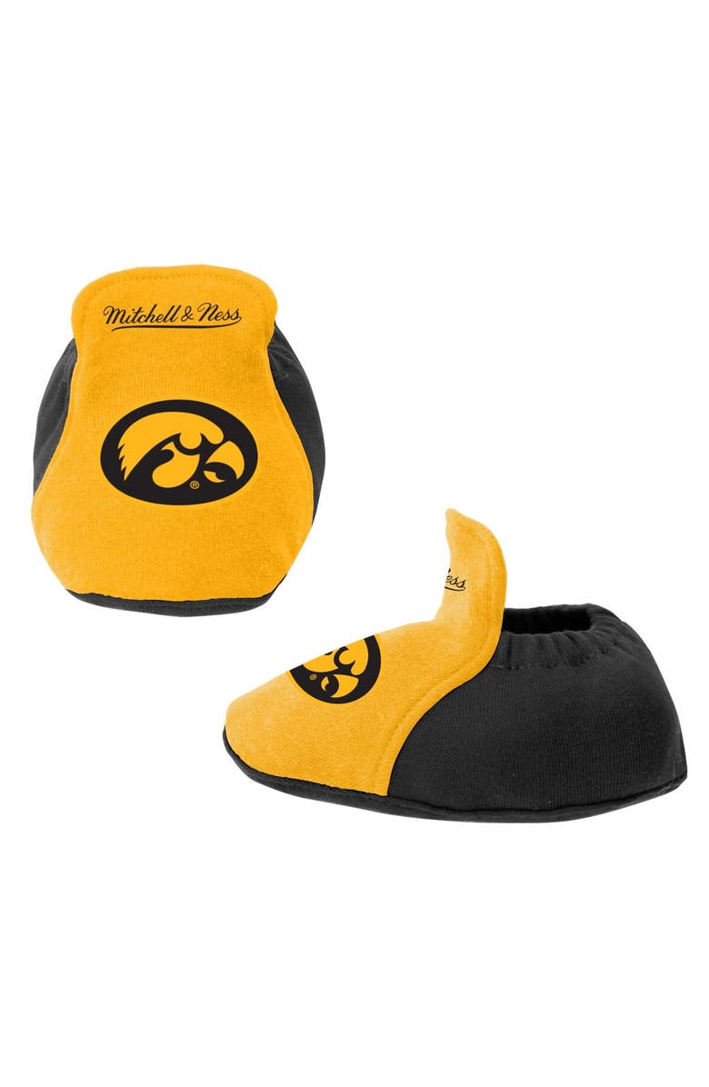 Mitchell & Ness Infant Mitchell & Ness Black/Gold Iowa Hawkeyes 3-Pack Bodysuit, Bib and Bootie Set, Alternate, color, Black