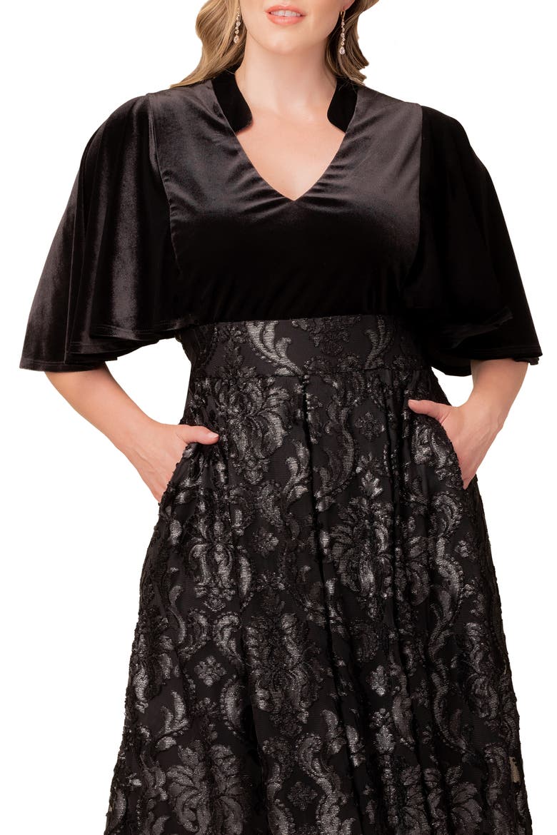 Radiant Opulence Mixed Media Ballgown, Alternate, color, SILVER DAMASK MOTIF