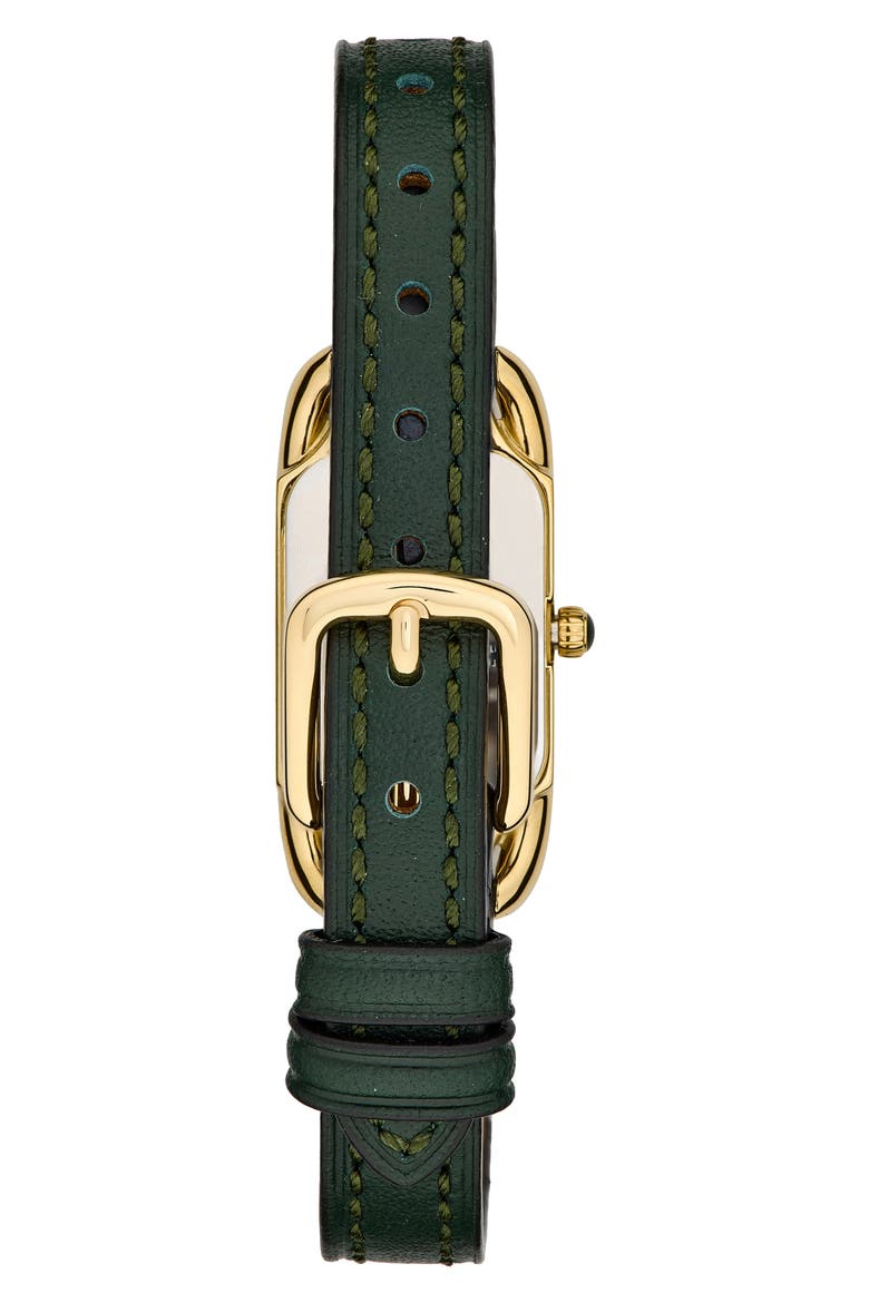 Cadie Leather Strap Watch, 17.5mm x 28.5mm, Alternate, color, IVORY
