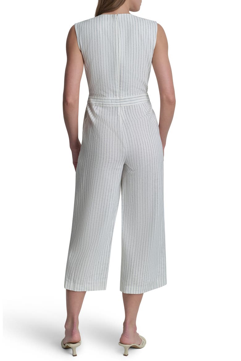 Stripe Linen Blend Crop Jumpsuit, Alternate, color, IVORY/ADMIRAL