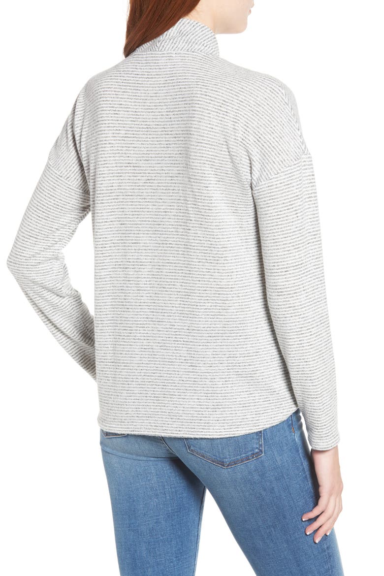 Gibson x Living in Yellow Diana Cozy Knit Wrap Top (Nordstrom Exclusive), Alternate, color, GREY/ IVORY