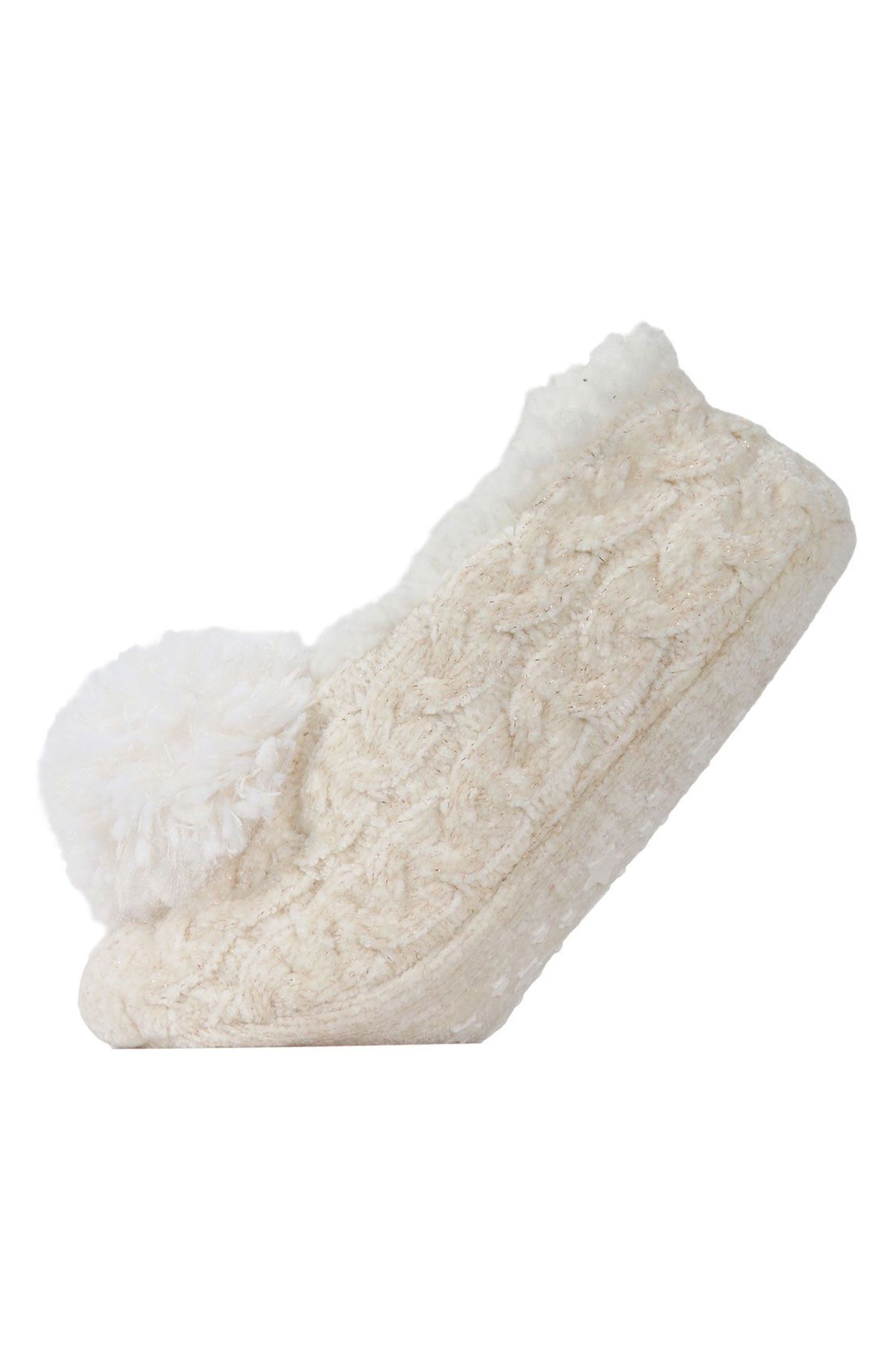 Cable Chenille Slipper Socks, Main, color, IVORY