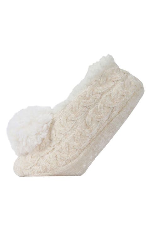 Cable Chenille Slipper Socks