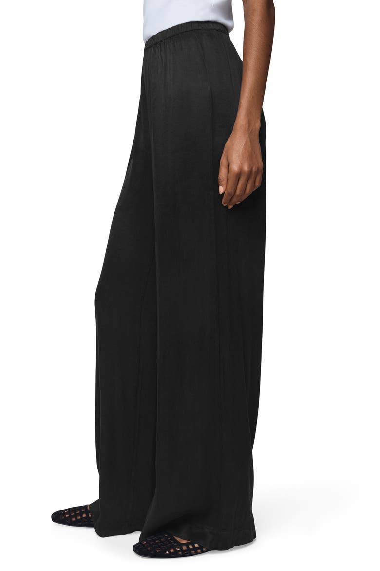 Serena Satin Pull-On Pants, Alternate, color, BLACK