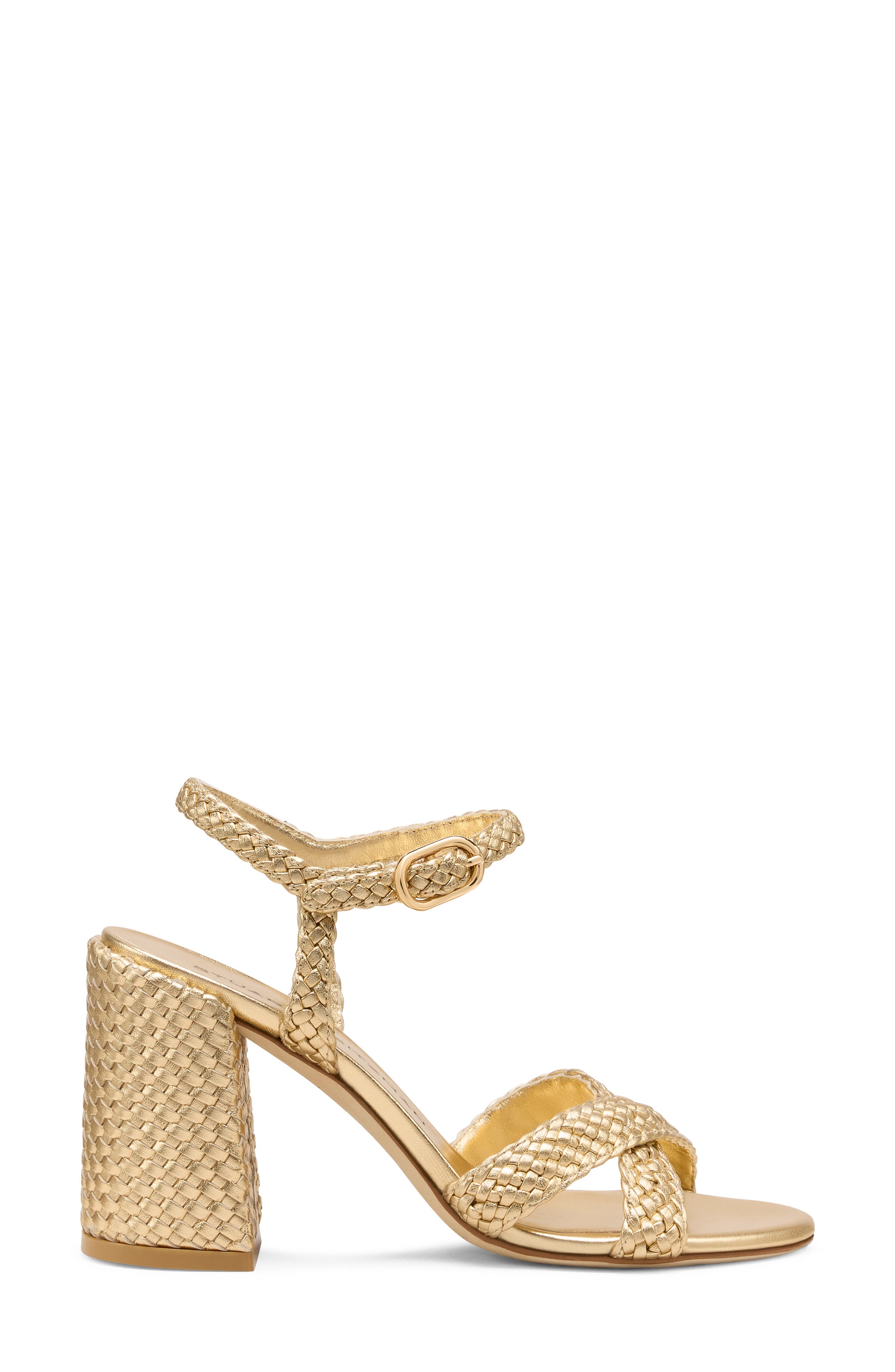 Alyssa Ankle Strap Woven Sandal, Alternate, color, GOLDEN