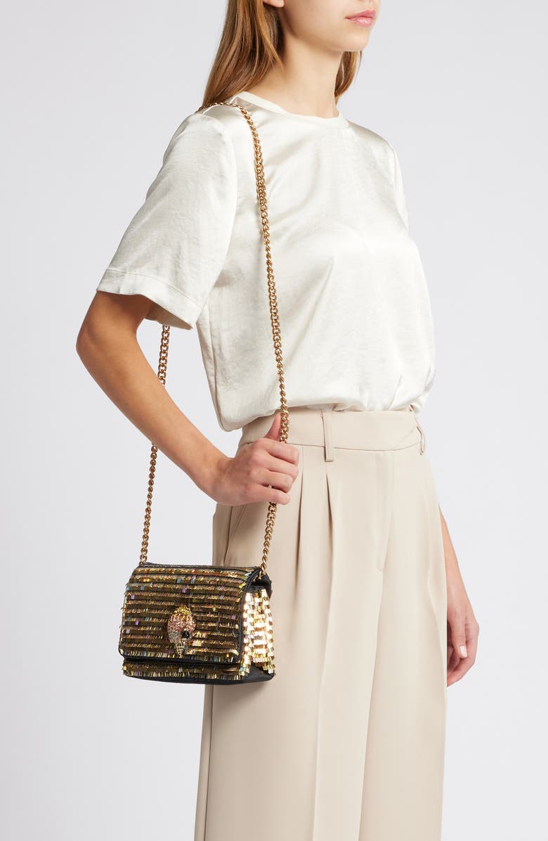 Kurt Geiger London Mini Kensington Paillette Shoulder Bag, Alternate, color, Gold