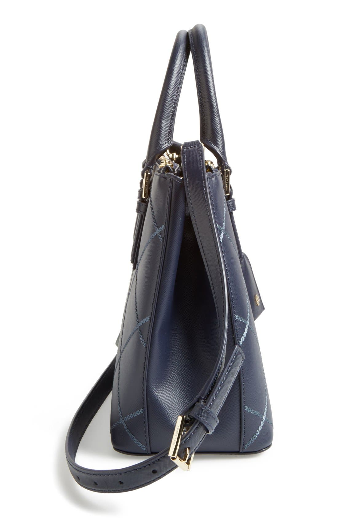 Tory Burch 'Mini Robinson' Double Zip Saffiano Leather Tote, Alternate, color, 