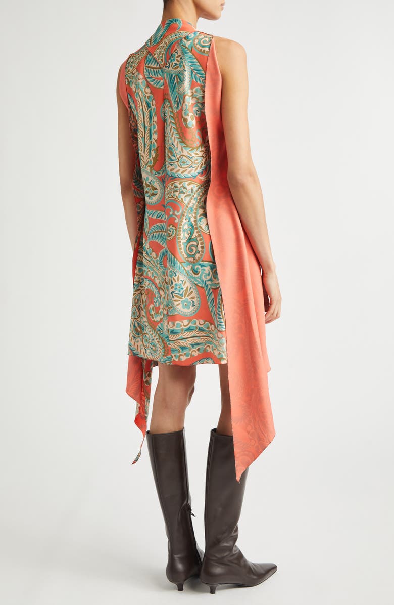 Etro Paisley Draped Side Dress, Alternate, color, Printed Orange Base