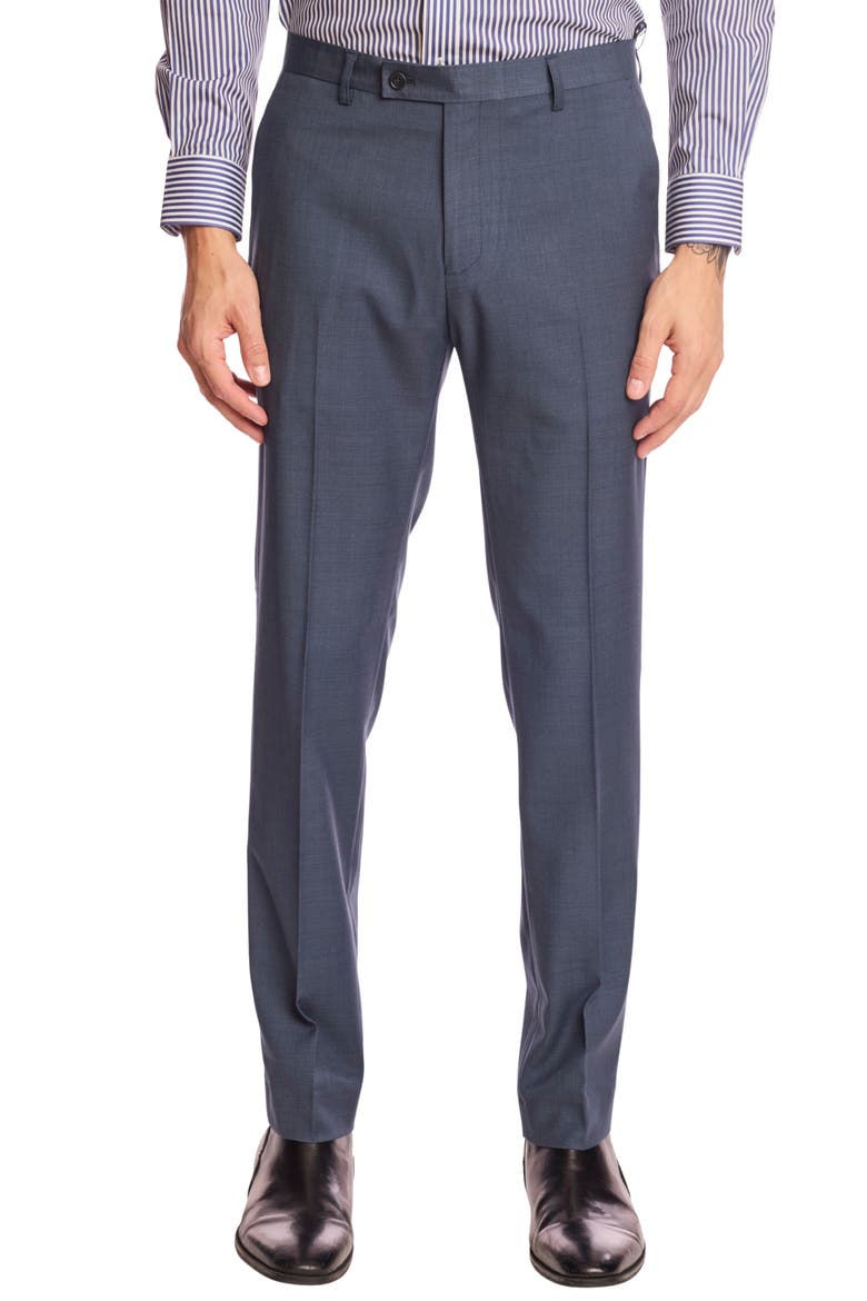 Downing Slim Fit Flat Front Dress Pants, Main, color, DARK GREY BLUE
