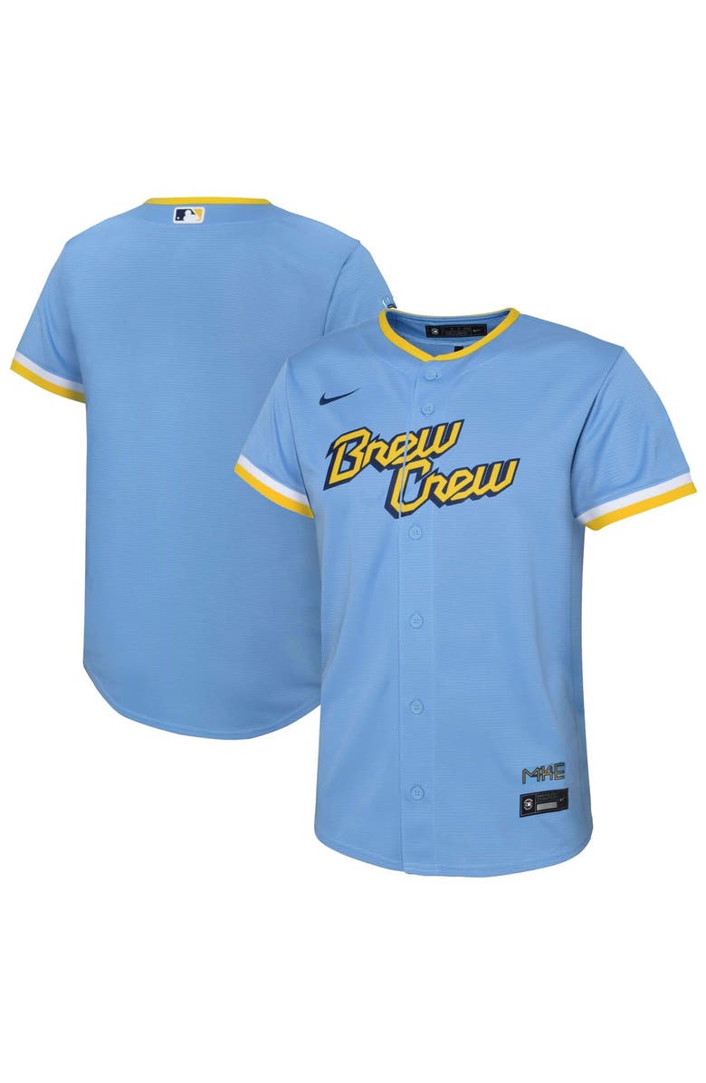 Nike Preschool Nike Powder Blue Milwaukee Brewers City Connect Replica Team Jersey, Main, color, Powder Blue