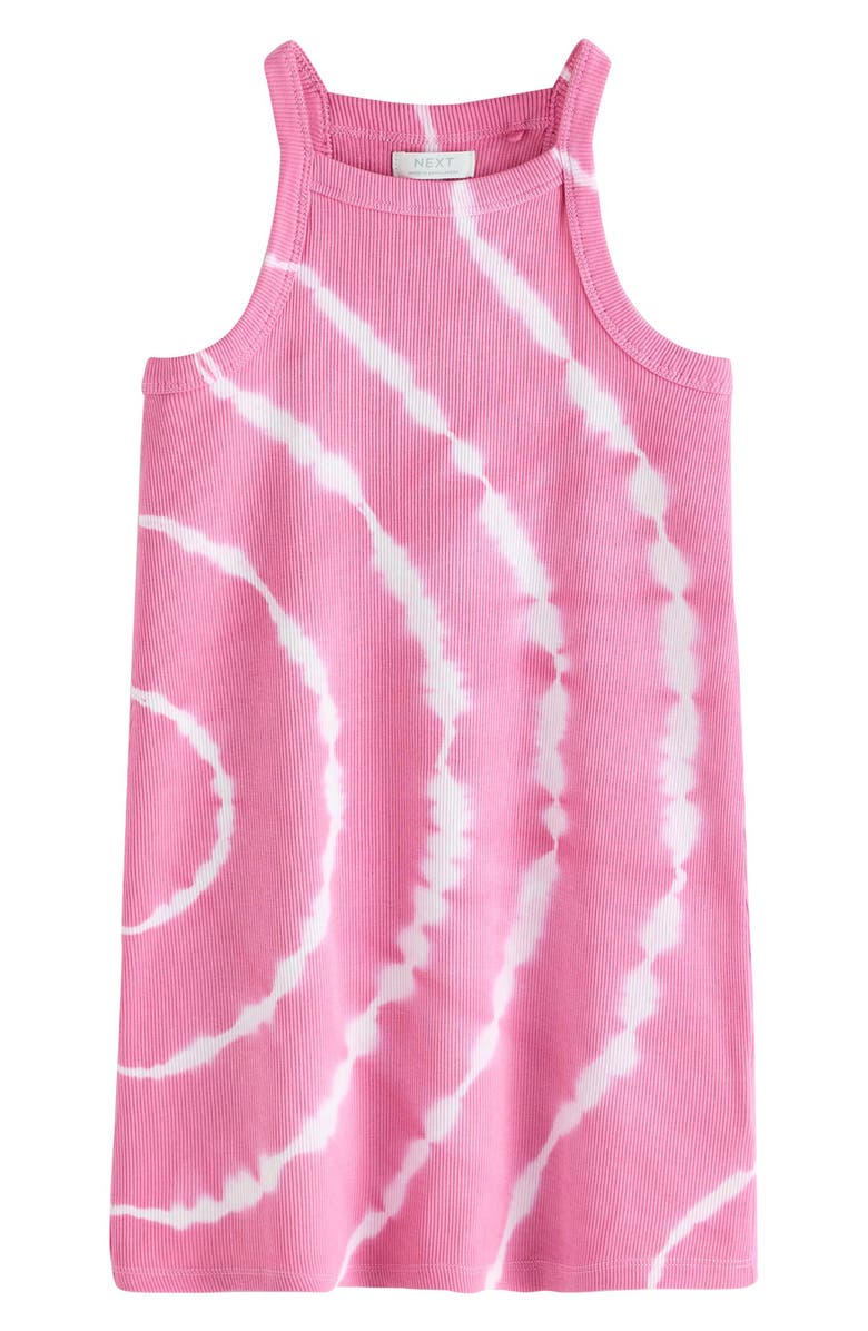 NEXT Kids' Tie Dye Cotton Rib Tank Dress, Main, color, Pink