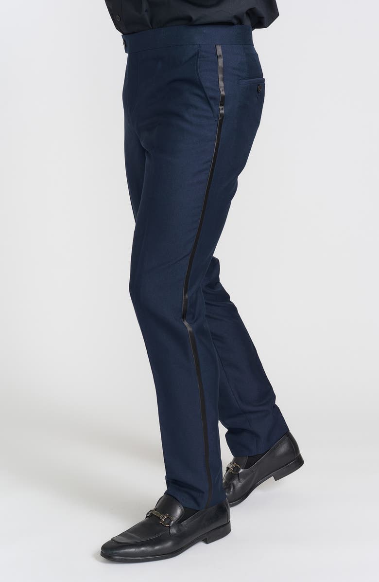SAVILE ROW CO Slim FIt Navy Tuxedo Pants - 30-34" Inseam, Alternate, color, Navy