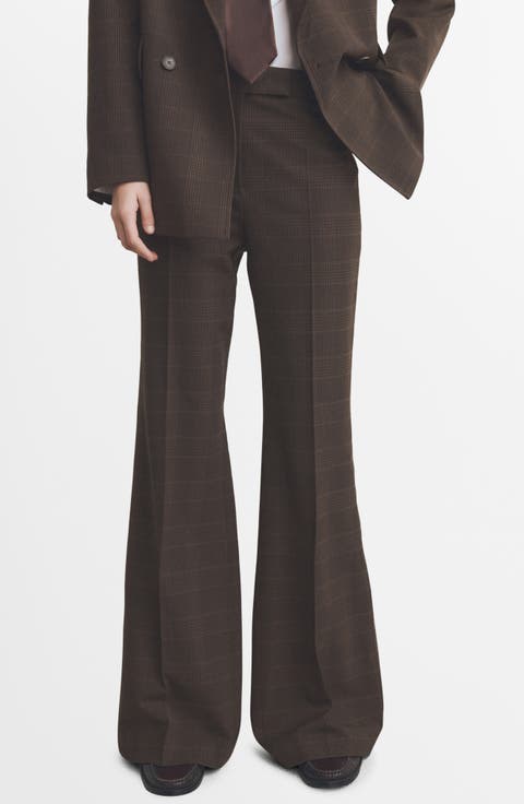 Check Print Straight Leg Suit Pants