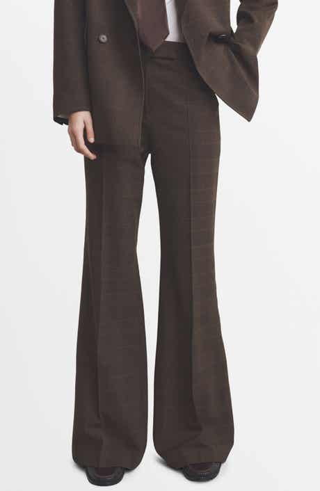 Check Print Straight Leg Suit Pants
