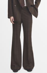 MANGO Check Print Straight Leg Suit Pants