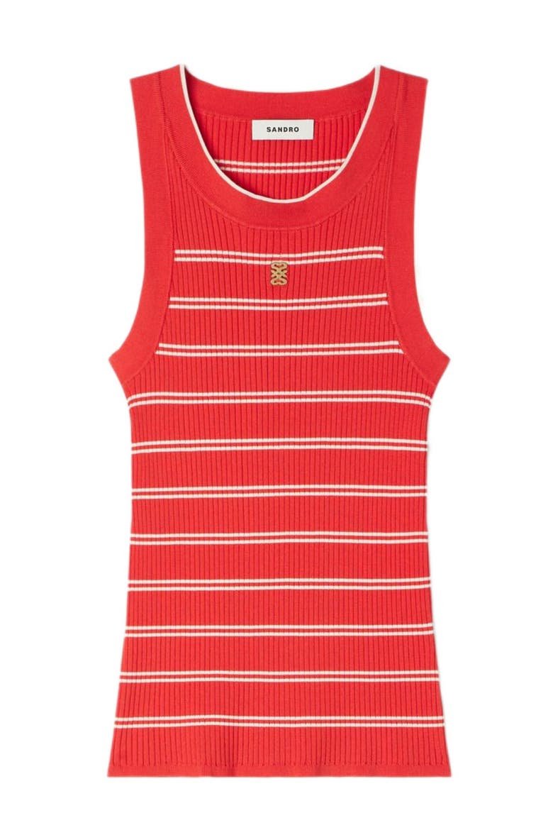 Striped ribbed vest top, Alternate, color, Red