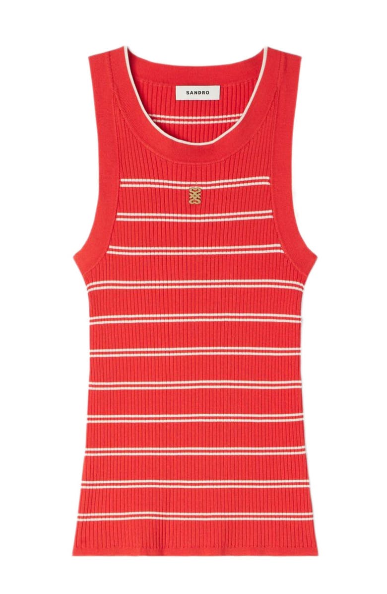 SANDRO Striped knit vest top, Alternate, color, Red