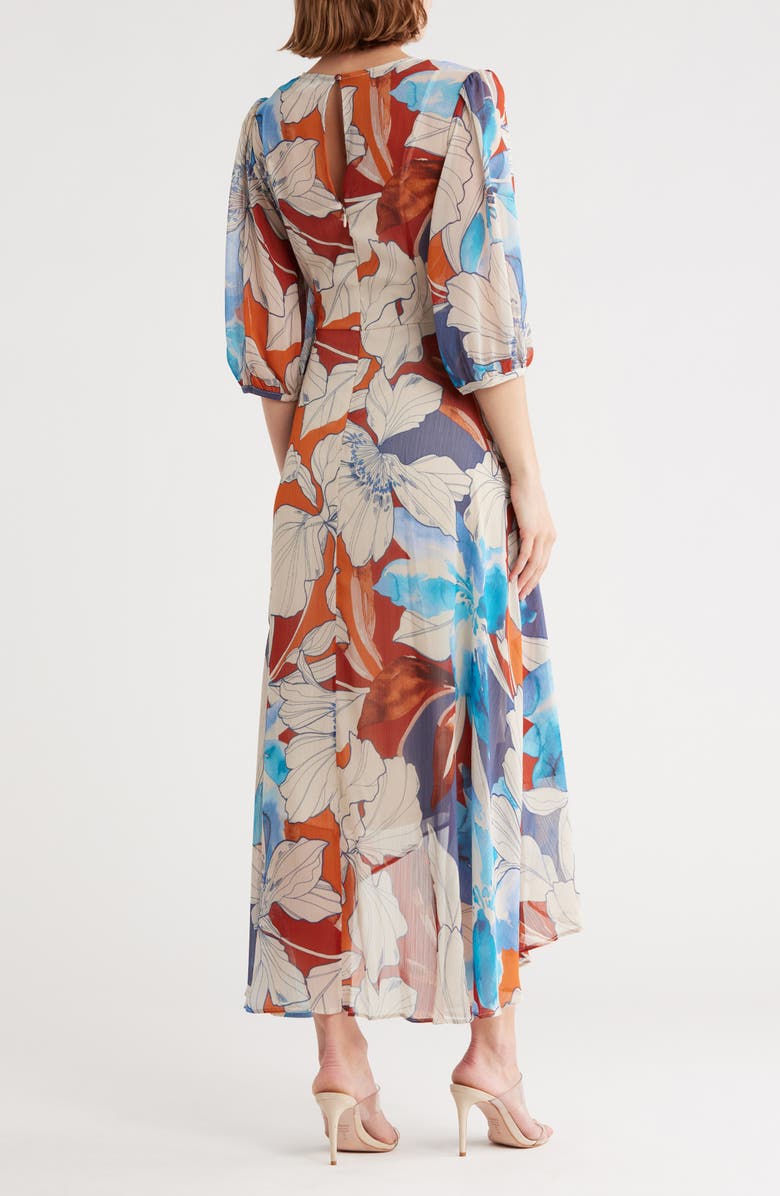 Calvin Klein Floral Faux Wrap Chiffon Maxi Dress, Alternate, color, Oxford Multi