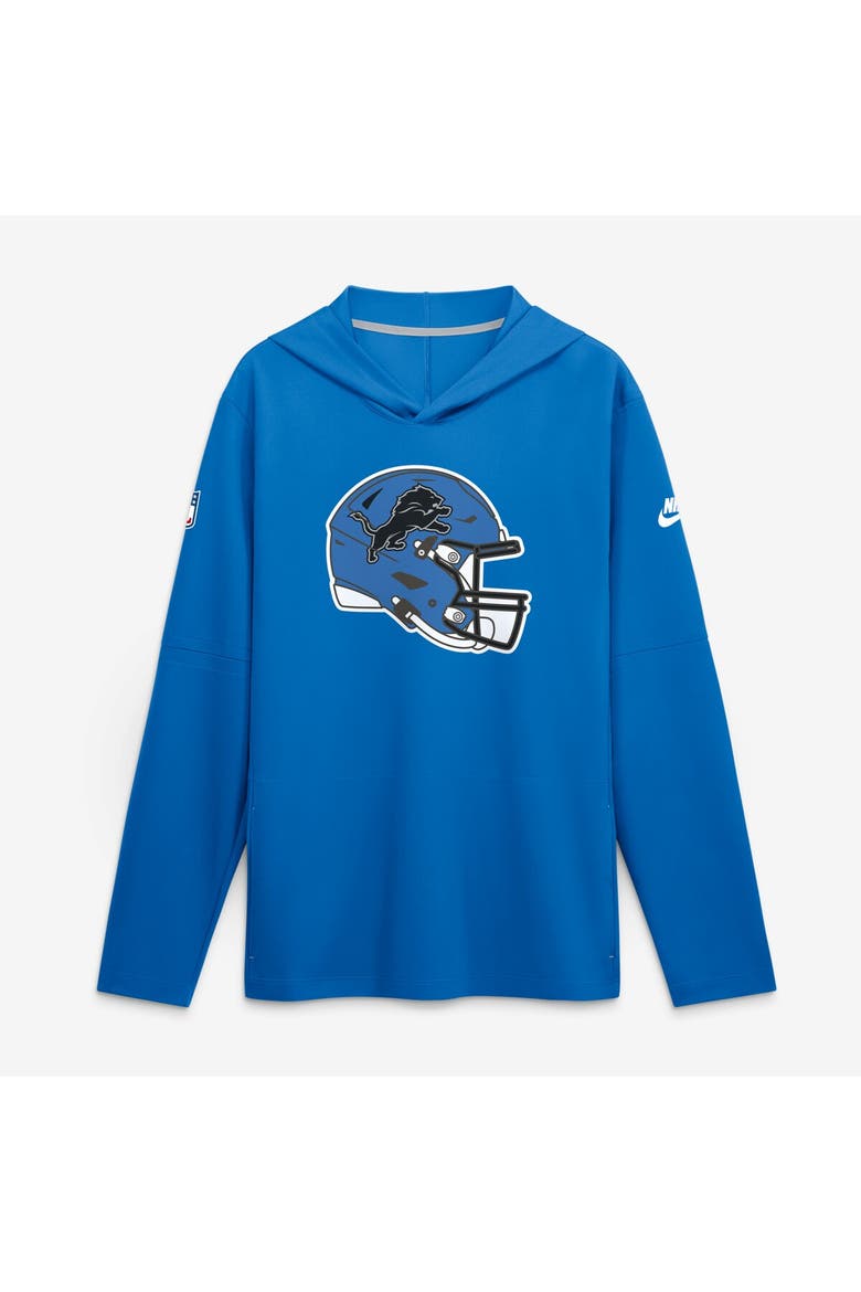 Men's Nike Blue Detroit Lions Sideline Alternate Lightweight Long Sleeve Hooded Dri-FIT T-Shirt, Main, color, Blue