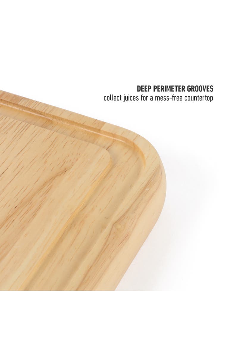 Edge Guard Reversible Edge Grain Rubberwood Cutting Board with Juice Groove, Alternate, color, Natural