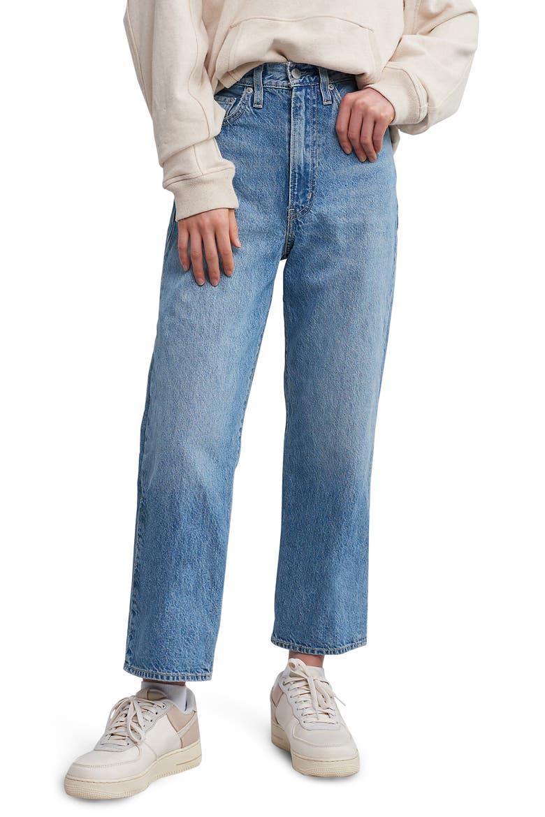 Levi's® WellThread™ Ribcage Ankle Wide Leg Jeans, Main, color, MOON STONE INDIGO HEMP
