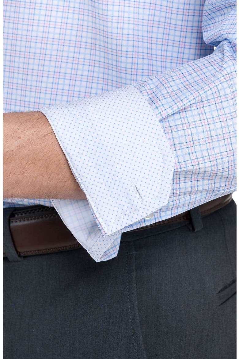 Slim Fit Microcheck Performance Dress Shirt, Alternate, color, WHITE/ BLUE