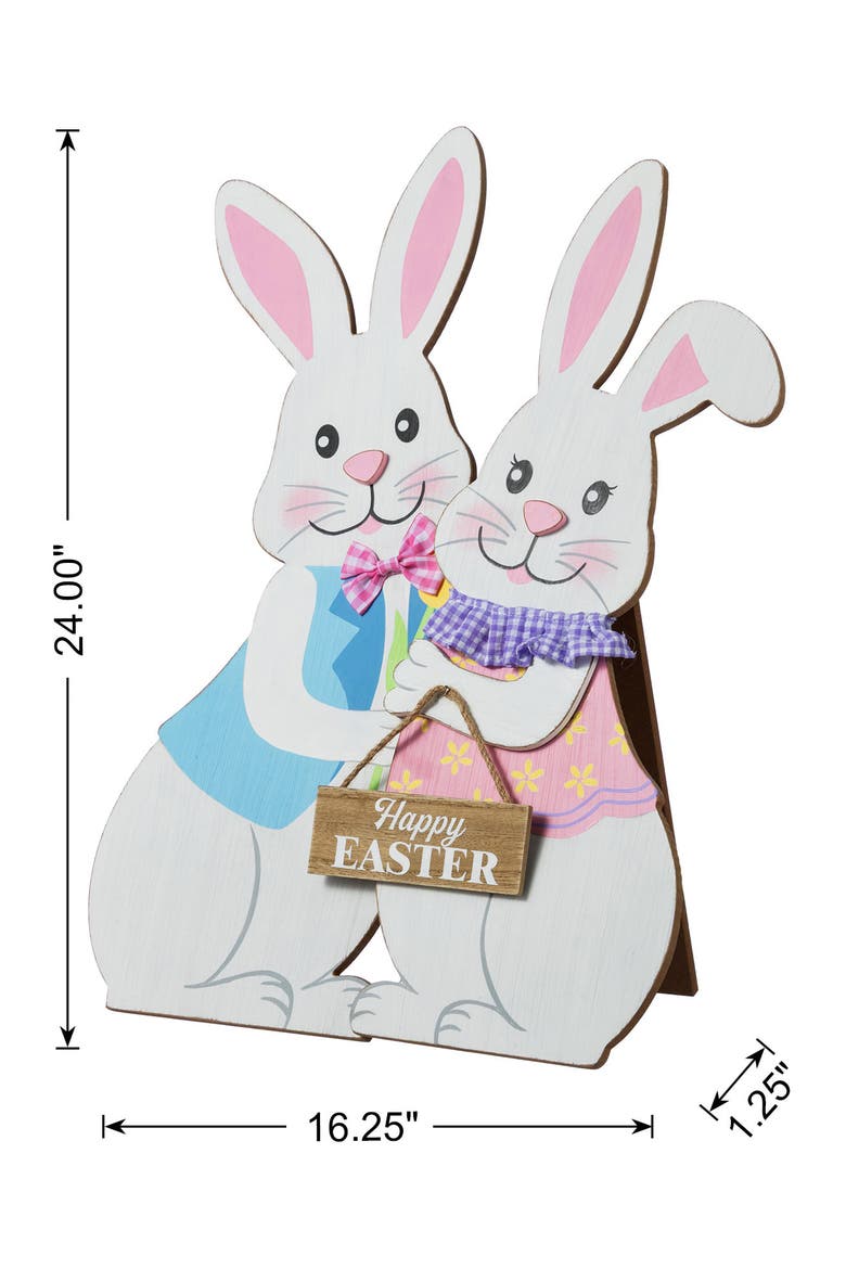 Set of 2 Easter Wooden Bunny Porch Decor, Alternate, color, White
