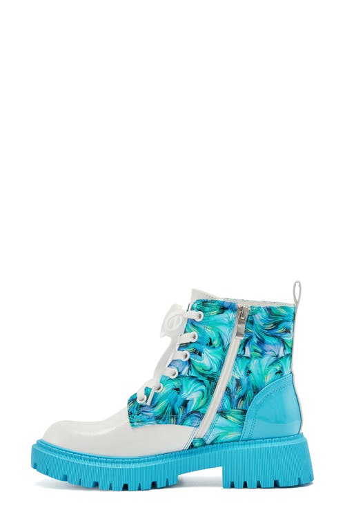 Ninety Union Freeway Lug Sole Combat Boot In Blue Multi