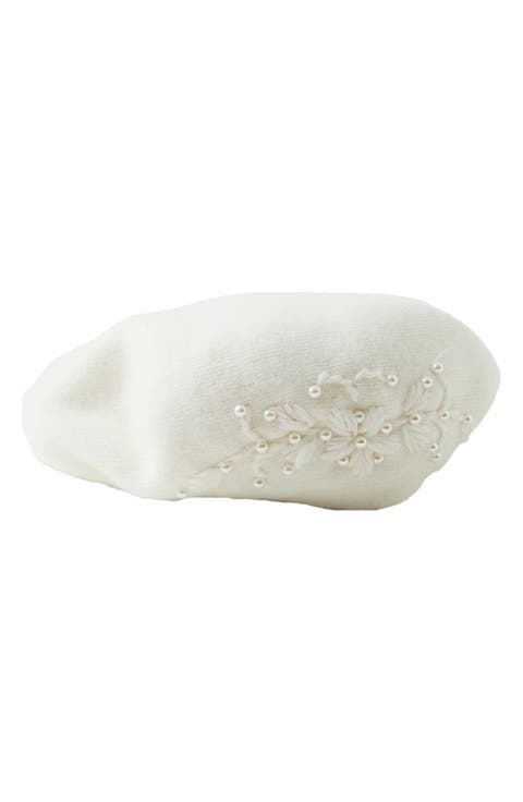 Faux Pearl Embellished Beret
