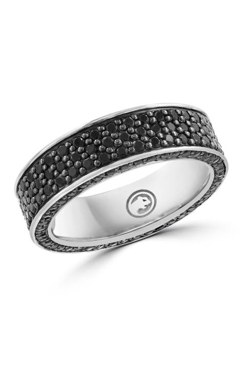 Black Spinel Pavé Band Ring in Sterling Silver