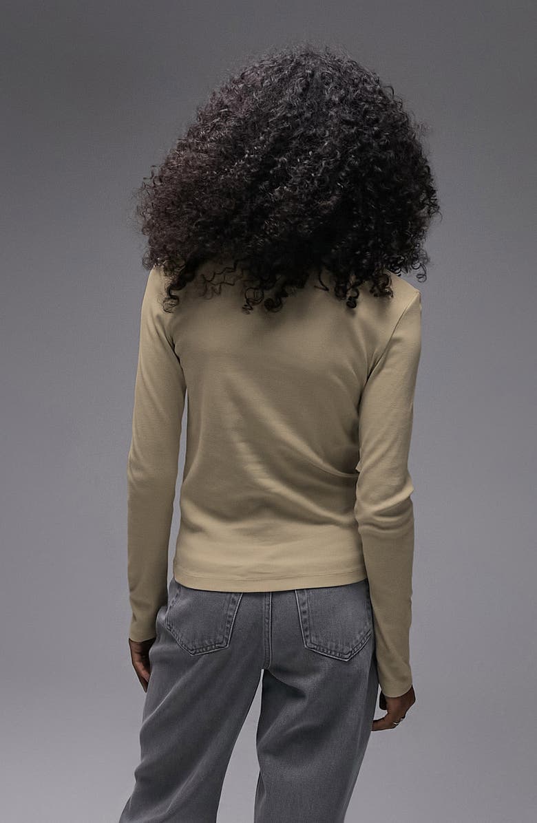Topshop Slim Long Sleeve Cotton Top, Alternate, color, 