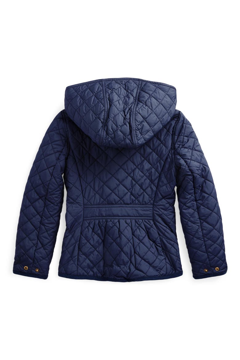 Kids' Audrey Quilted Jacket with Removable Hood, Alternate, color, NAVY