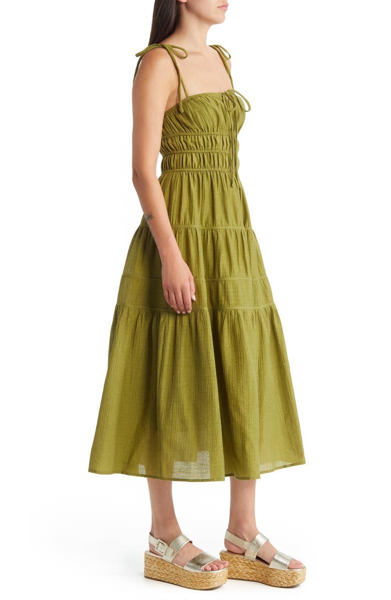 MOON RIVER Shirred Waist Tiered Maxi Dress, Alternate, color,