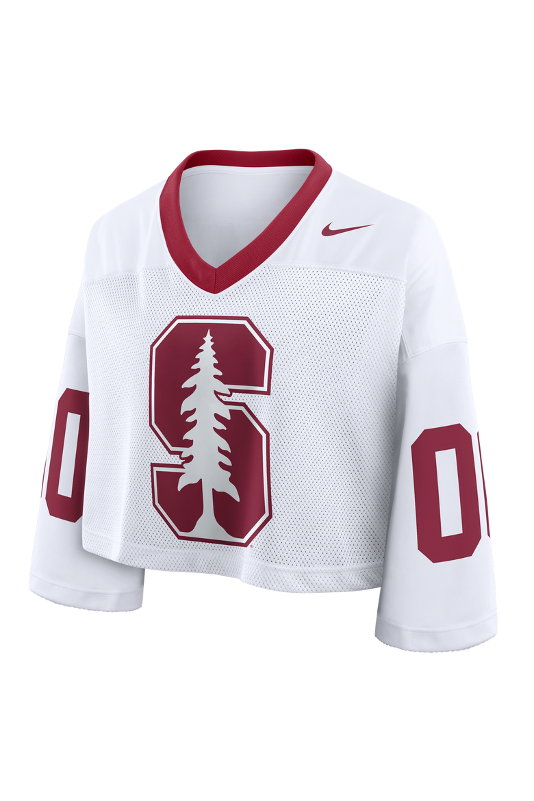 Women's Nike White Stanford Cardinal Oversized Logo Cropped Fashion Jersey, Alternate, color, White