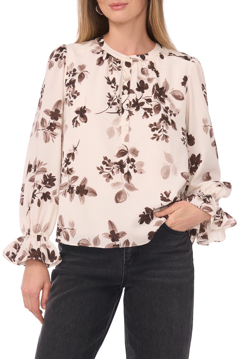 Floral Long Sleeve Top, Main, color, OATMEAL