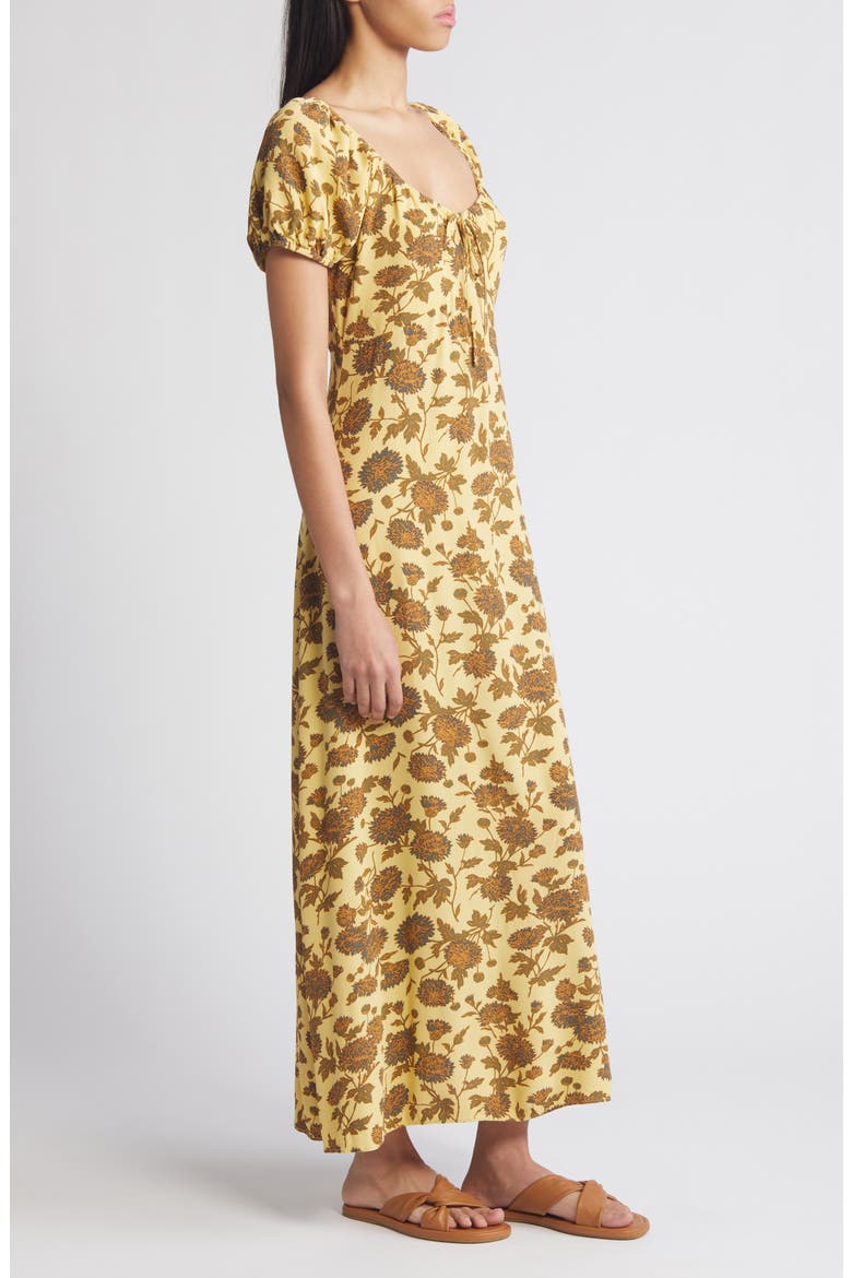 Floral Tie Front Maxi Dress, Alternate, color, YELLOW- OLIVE BOUTIQUE FLORAL