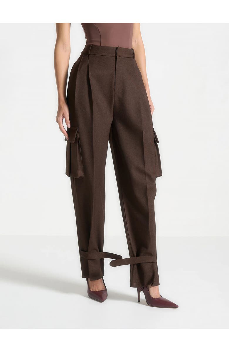 Manière De Voir Danielle Tailored Pleated Cargo Trousers, Alternate, color, Brown