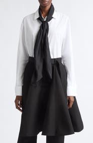 Sacai Poplin Button-Up Shirt with Satin Tie