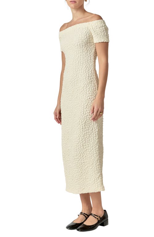 ENGLISH FACTORY ENGLISH FACTORY TEXTURED OFF THE SHOULDER MIDI DRESS 