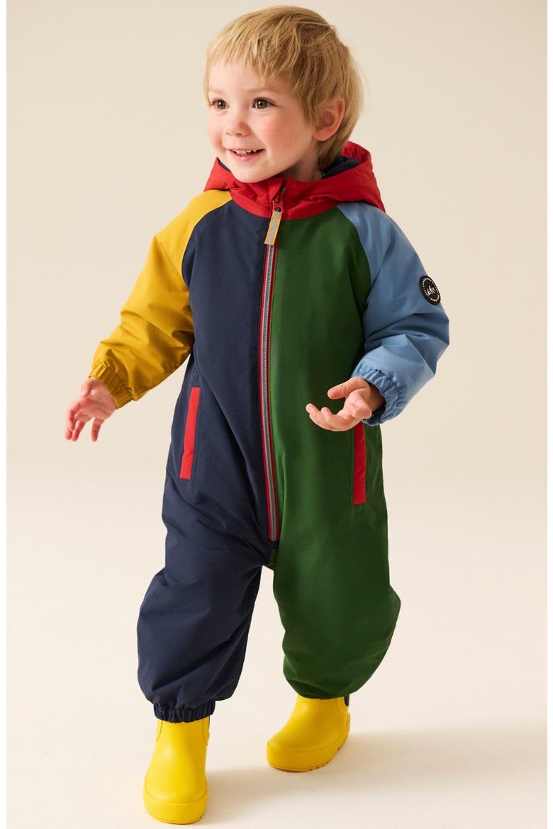 Kids' Colorblock Hooded Waterproof Puddle Suit, Alternate, color, MULTI