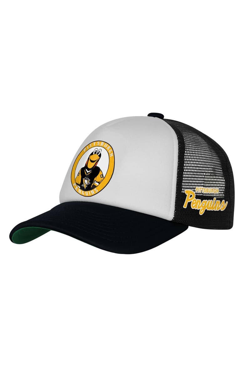 Youth Mitchell & Ness  White Pittsburgh Penguins Mascot Adjustable Trucker Hat, Main, color, White