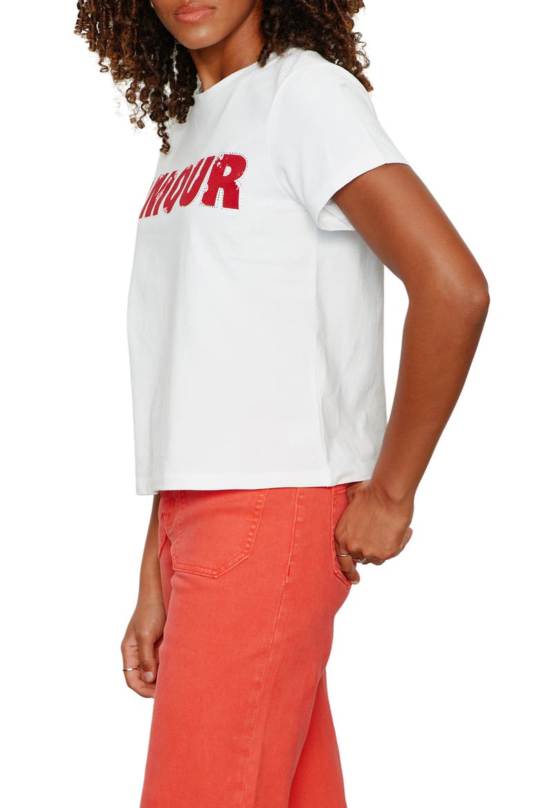 Timeless Amour Embeliished Organic Cotton T-Shirt, Alternate, color, WHITE/ CHERRY LACQUER