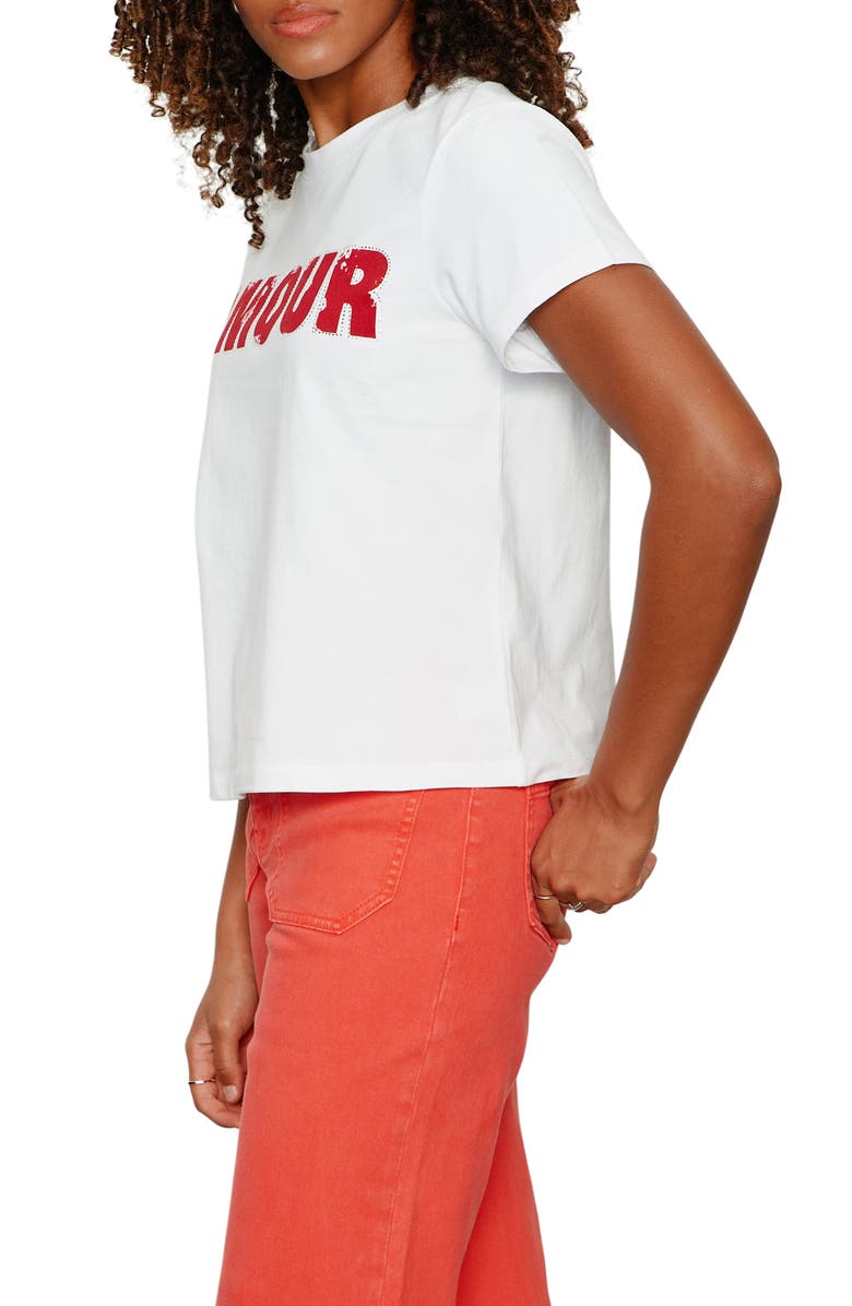 Sanctuary Timeless Amour Embeliished Organic Cotton T-Shirt, Alternate, color, White/ Cherry Lacquer