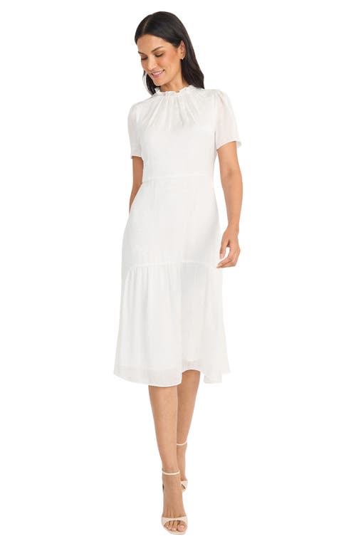 Maggy London Jacquard Midi Dress In White